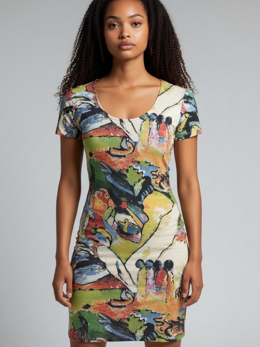 3 Potato Abstract Art Dress size XL